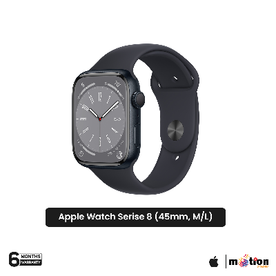 Picture of Apple Watch Series 8 [GPS 45mm] Smart Watch w/Midnight Aluminum Case with Midnight Sport Band - M/L. Fitness Tracker, Blood Oxygen & ECG Apps, Always-On Retina Display, Water Resistant