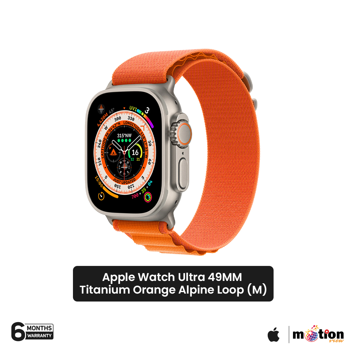 Picture of Apple Watch Ultra [GPS + Cellular 49mm] Smart Watch w/Rugged Titanium Case & Orange Alpine Loop . Fitness Tracker, Precision GPS, Action Button, Extra-Long Battery Life, Brighter Retina Display [ Medium ]