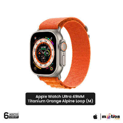 Picture of Apple Watch Ultra [GPS + Cellular 49mm] Smart Watch w/Rugged Titanium Case & Orange Alpine Loop . Fitness Tracker, Precision GPS, Action Button, Extra-Long Battery Life, Brighter Retina Display [ Medium ]