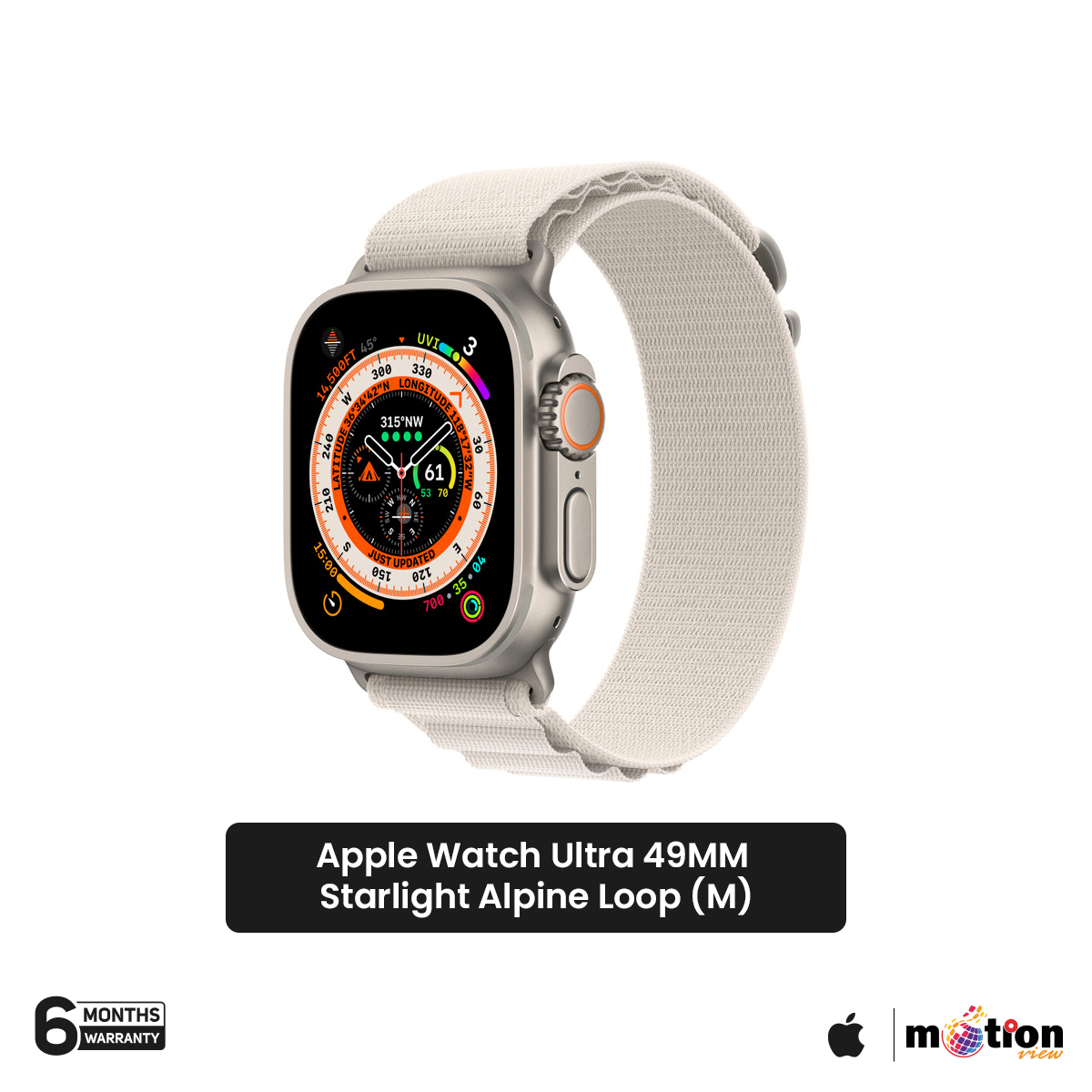 Picture of Apple Watch Ultra [GPS + Cellular 49mm] Smart Watch w/Rugged Titanium Case & Orange Alpine Loop . Fitness Tracker, Precision GPS, Action Button, Extra-Long Battery Life, Brighter Retina Display [ Medium ]