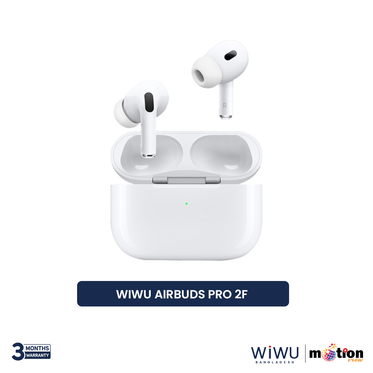 Picture of WiWU Airbuds Pro 2F ENC HF Sound with Silicone Case , Lanyard & 1M Lightning Cable - White