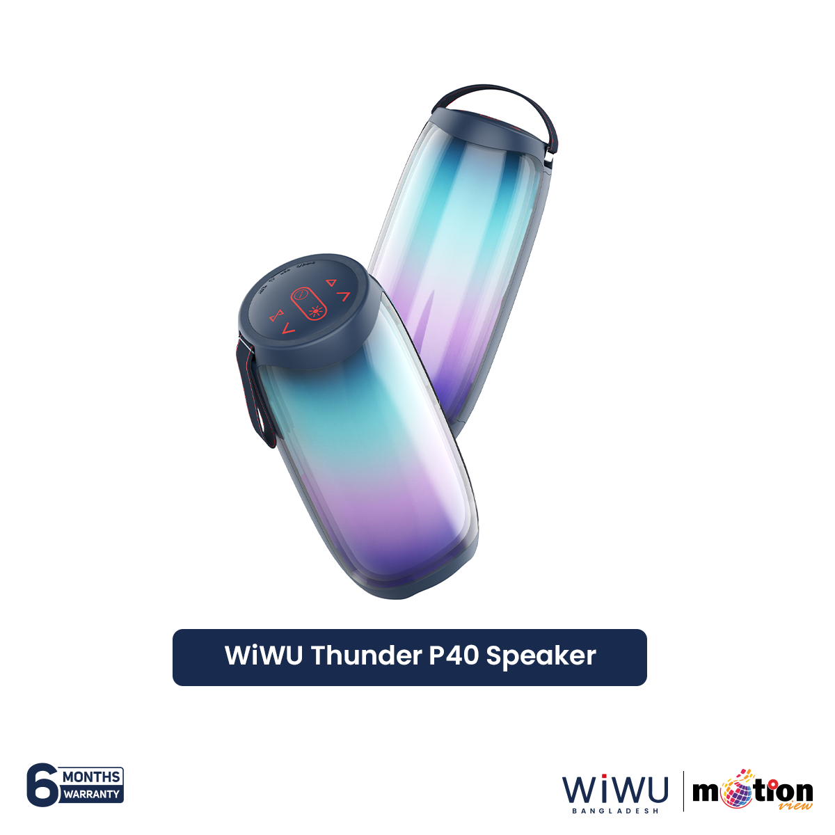 Picture of WiWU Thunder P40 Wireless Speaker Color Changeable Dazzling LED Light Bass Portable with Microphone
