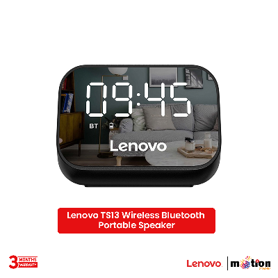 Picture of Lenovo TS13 Wireless Bluetooth Portable Speaker With Single Alarm Clock Mirror Design - Black