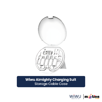 Picture of Wiwu Almighty Charging Suit Storage Cable Case, 60W Smart Charging, 3a Output Max, Take Card Pin, Interface Conversion, USB-C to Type-C 60W, White