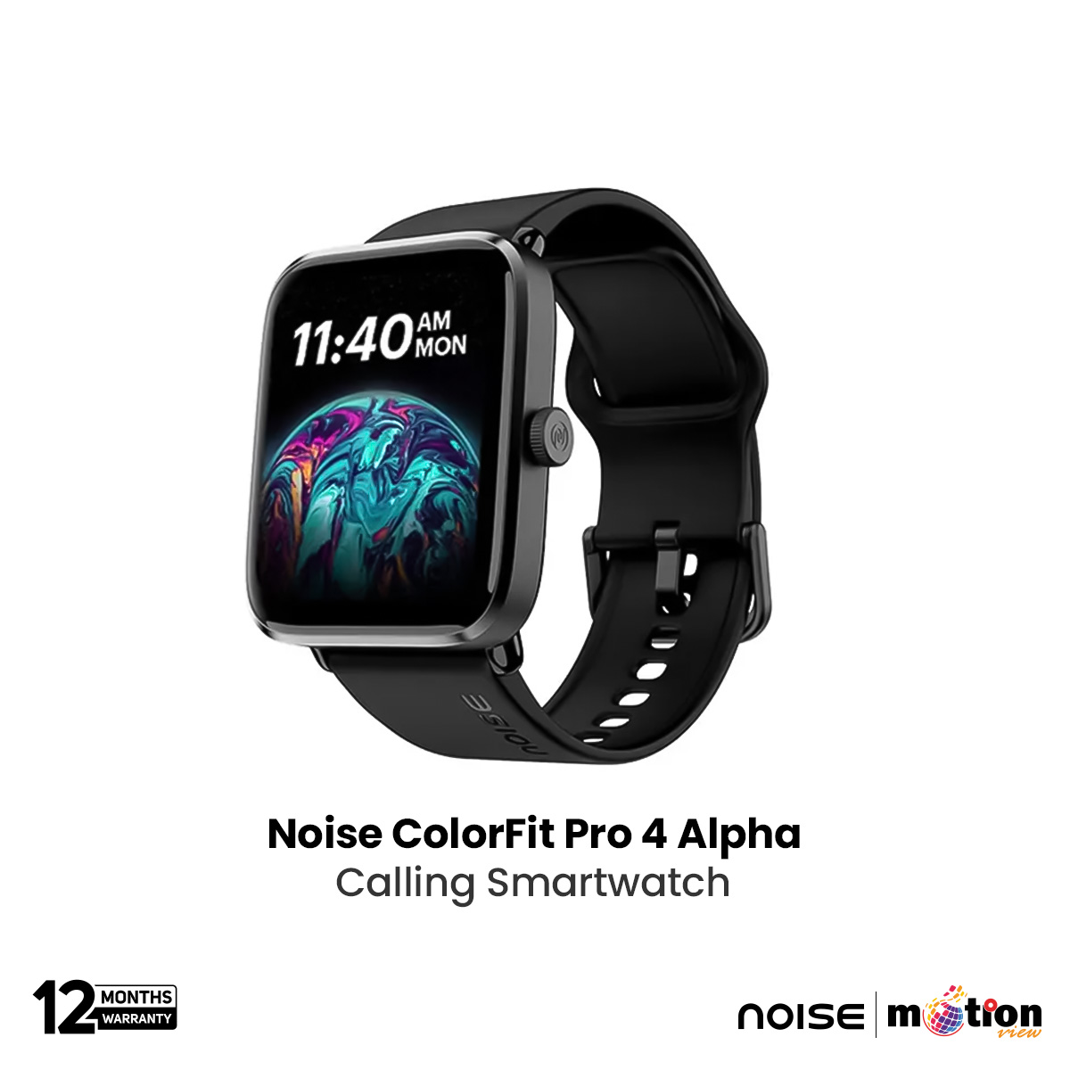 Picture of Noise Colorfit Pro 4 Alpha 1.78" Amoled Display & Bluetooth Calling Smart Watch With Intelligent Gesture Control - Jet Black