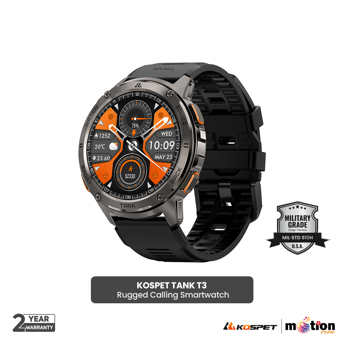 Picture of KOSPET TANK T3 Smartwatches For Men Military Smart Watches Women Rugged AOD AMOLED Fitness Waterproof Electronic Watch