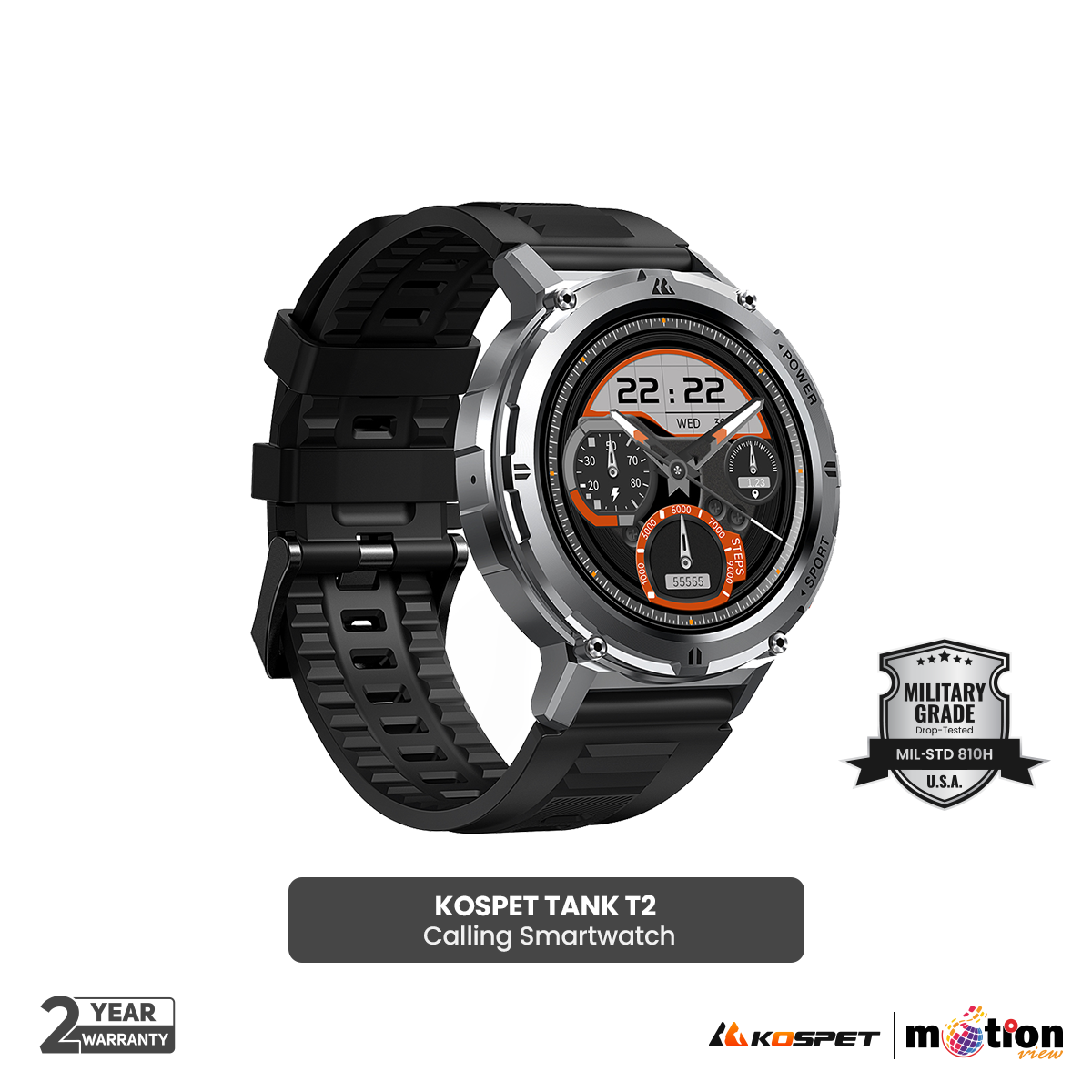 Picture of KOSPET TANK T2 Rugged Smart Watch Men Big Battery Music Play Fitness Tracker Bt Dial Call Sport Smartwatch For Men