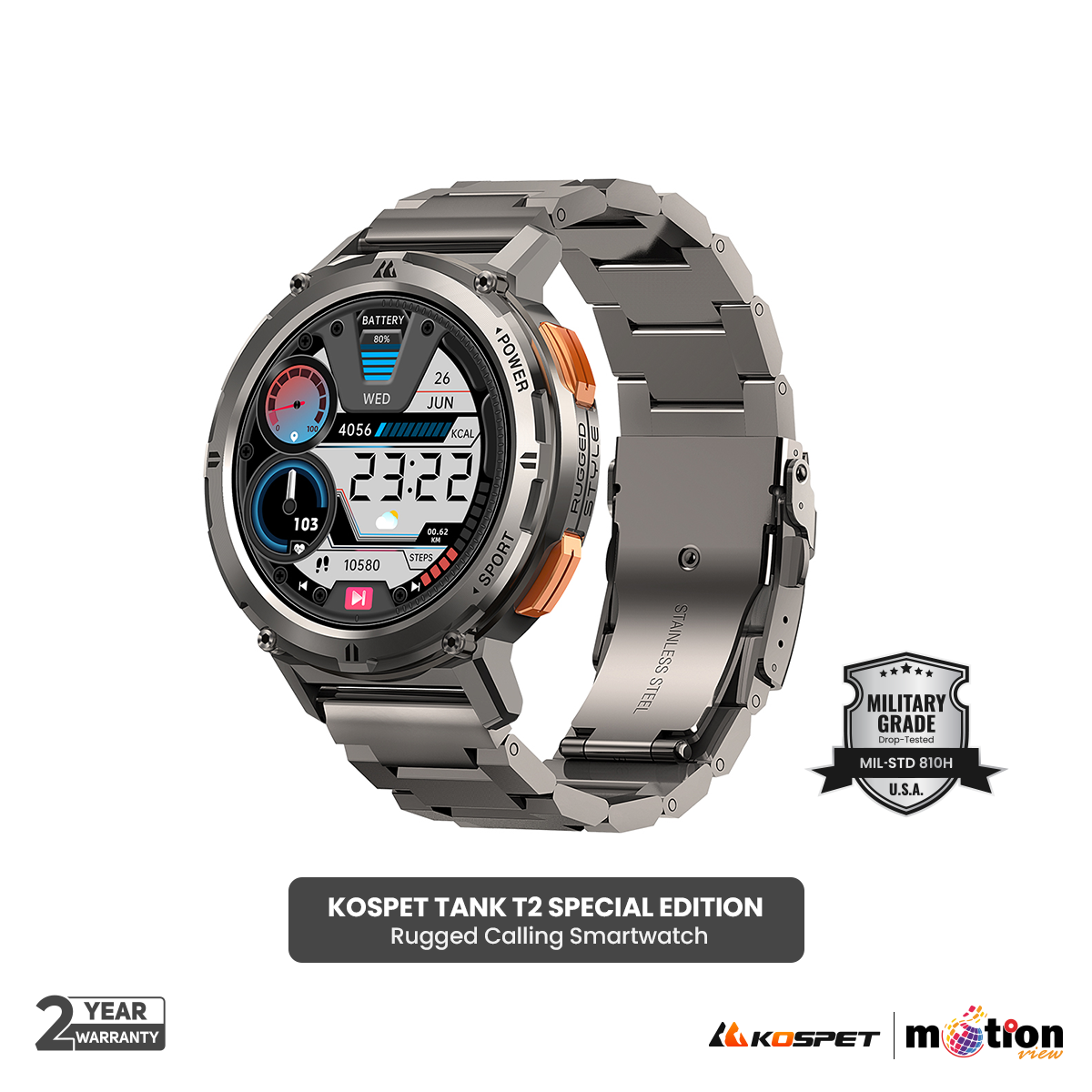 Picture of KOSPET TANK T2 (Special Edition) Rugged Smartwatch Men Big Battery Music Play Fitness Tracker Bt Dial Call Sport Smartwatch For Men