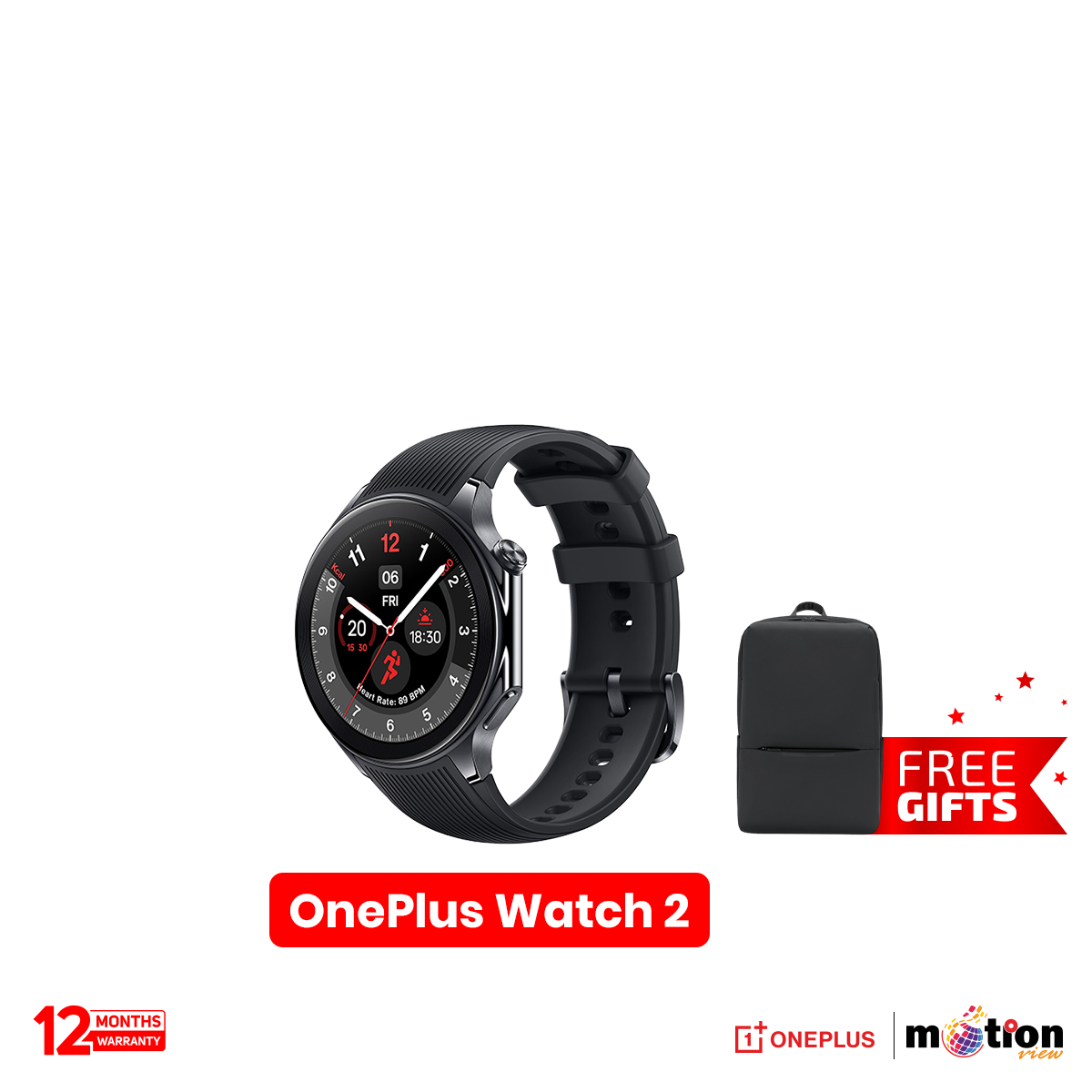 Picture of OnePlus Watch 2 BT Calling 1.43" AMOLED 1000 nits 5ATM With 32GB ROM/2GB RAM & Wear OS SmartWatch - Black