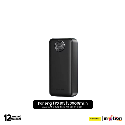 Picture of Foneng (PX103) 30000mah 22.5w with 3 outputs Power Bank - Black