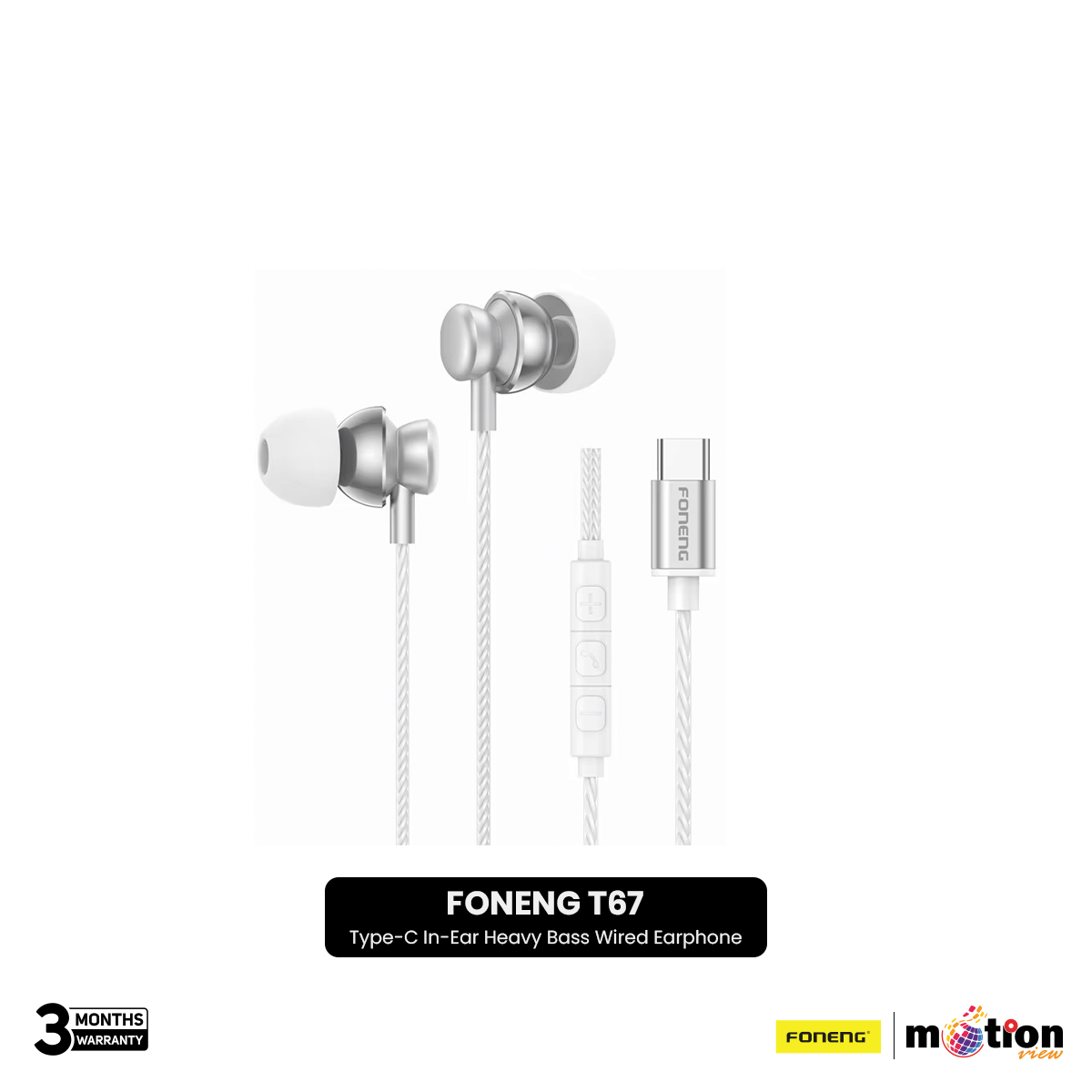 Picture of FONENG T67 Type-C In-Ear Heavy Bass Wired Earphone