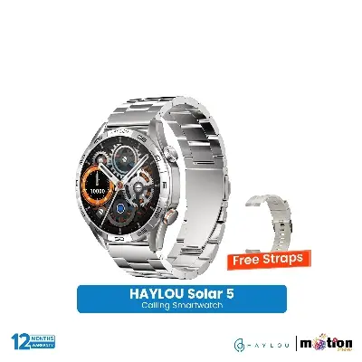 Picture of Haylou Solar 5 1.58" AMOLED Display BT Calling Smart Watch ( Metallic + Silicone ) Strap