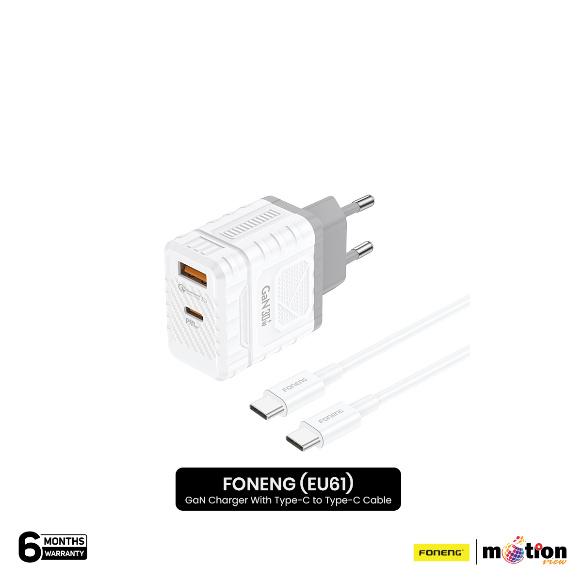 Picture of FONENG (EU61) 30W A+C 2-Port GaN Charger With Type-C to Type-C Cable