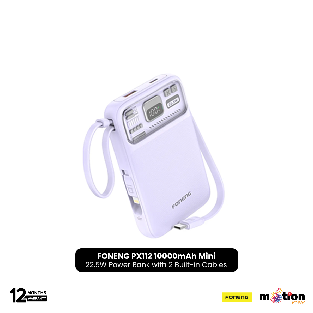 Picture of FONENG PX112 10000mAh Mini 22.5W Magnetic Wireless Power Bank with 2 Built-in Cables