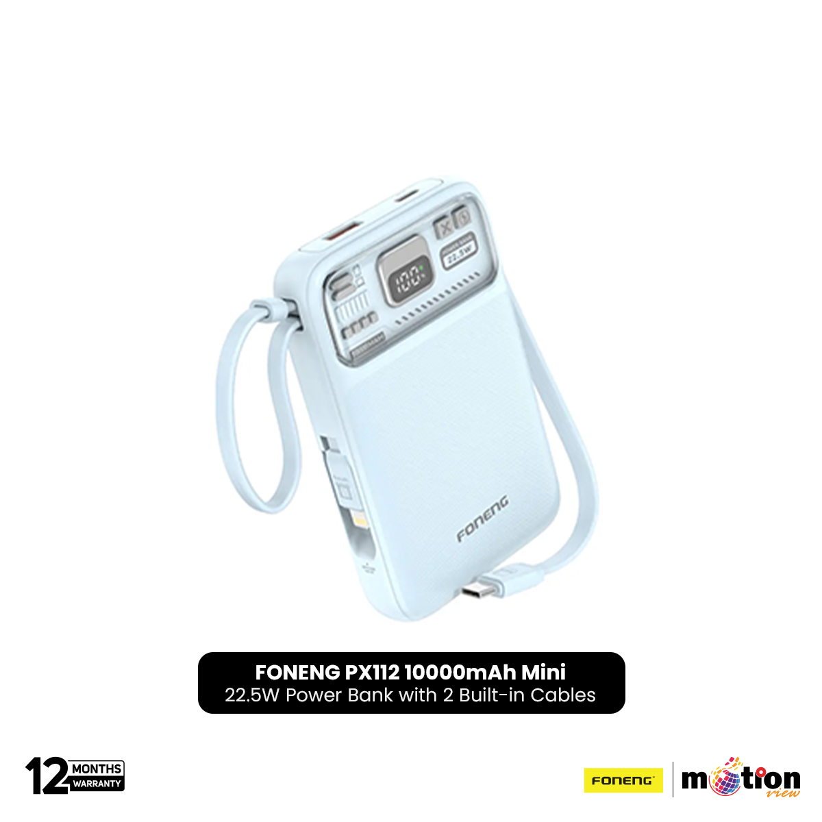 Picture of FONENG PX112 10000mAh Mini 22.5W Magnetic Wireless Power Bank with 2 Built-in Cables