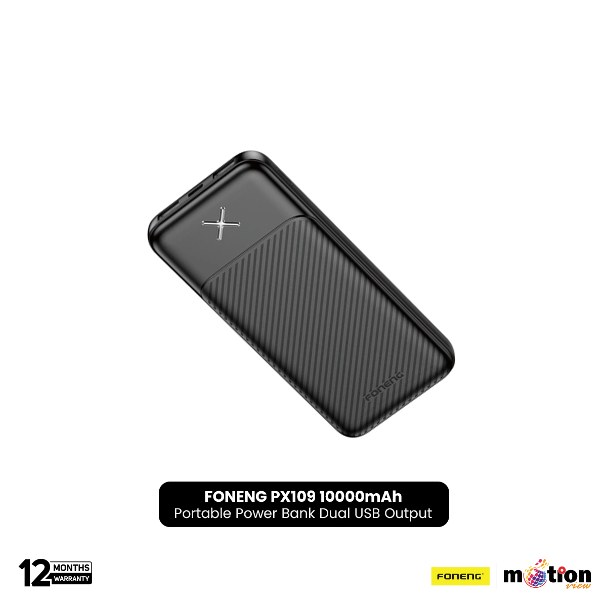 Picture of FONENG PX109 10000mAh Portable Power Bank Dual USB Output Fast Charging Battery Pack - Black