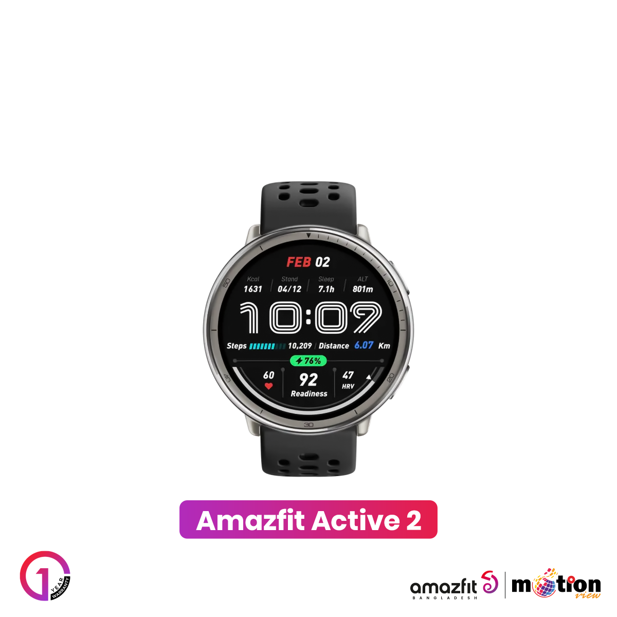 Picture of Amazfit Active 2 (Round) 1.32inch with 160+ Workout Modes Smartwatch (Basic)