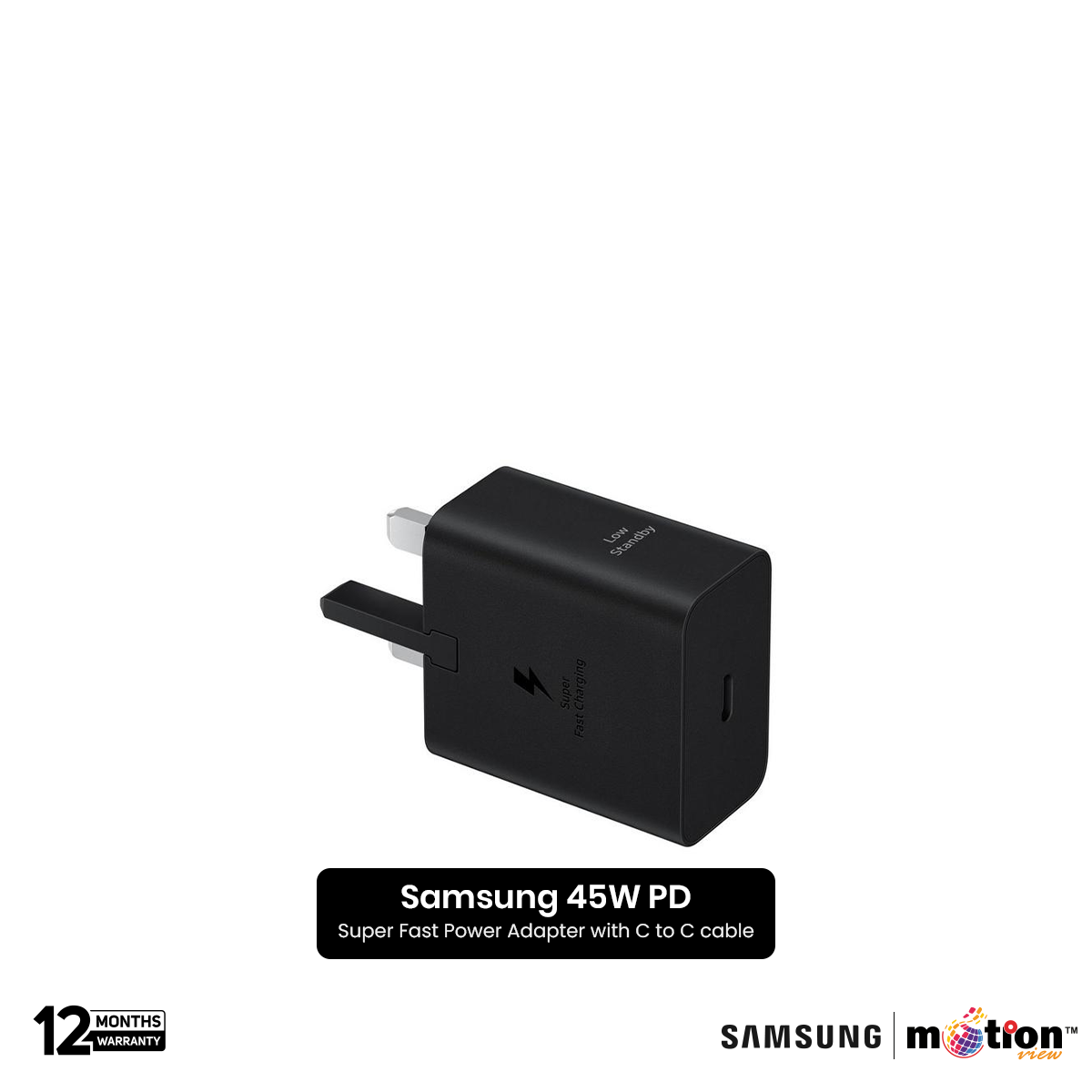 Picture of Samsung 45W PD Super Fast Power Adapter with C to C cable EU (New Pack) - Black (Model EP-T4511)