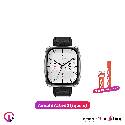 Picture of Amazfit Active 2(Square) 1.32inch Smartwatch (Premium) Dual Strap(Leather + Silicone)