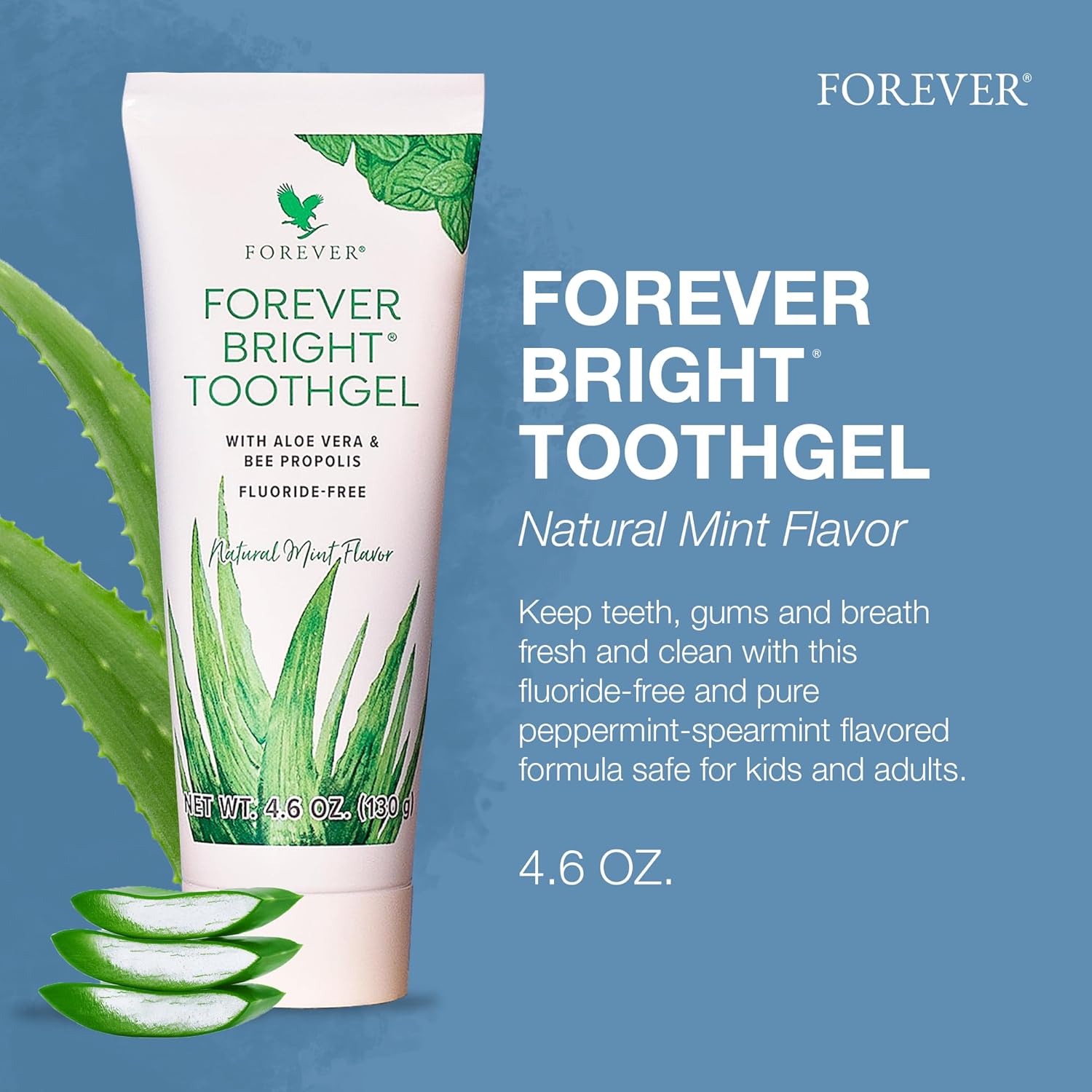 Picture of Forever Living - Forever Bright Toothgel - Fluoride-Free Aloe Vera Gel with Bee Propolis -Peppermint-Spearmint Flavor - Dental Care - 4.6oz130G