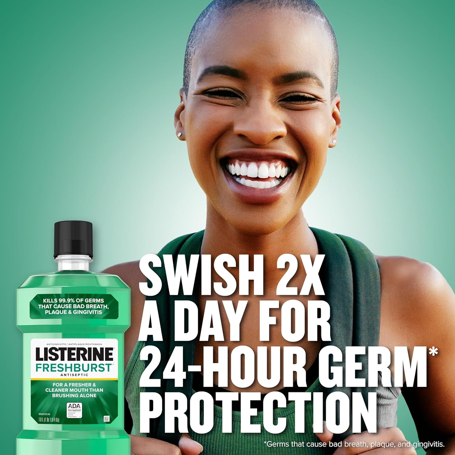 Picture of Listerine Freshburst Antiseptic Mouthwash for Bad Breath, Kills 99.9% of Bad Breath Germs & Fights Plaque & Gingivitis, ADA Accepted Mouthwash, Spearmint, Convenience Pack 1pac 250 ml