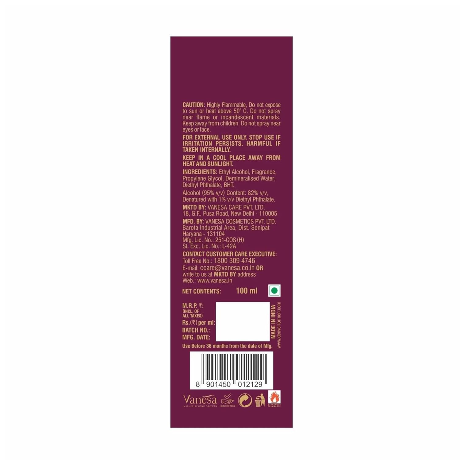 Picture of DENVER Hamilton Honour Perfume - 100ML | Long Lasting Fragrance Perfume Body Scent for Men