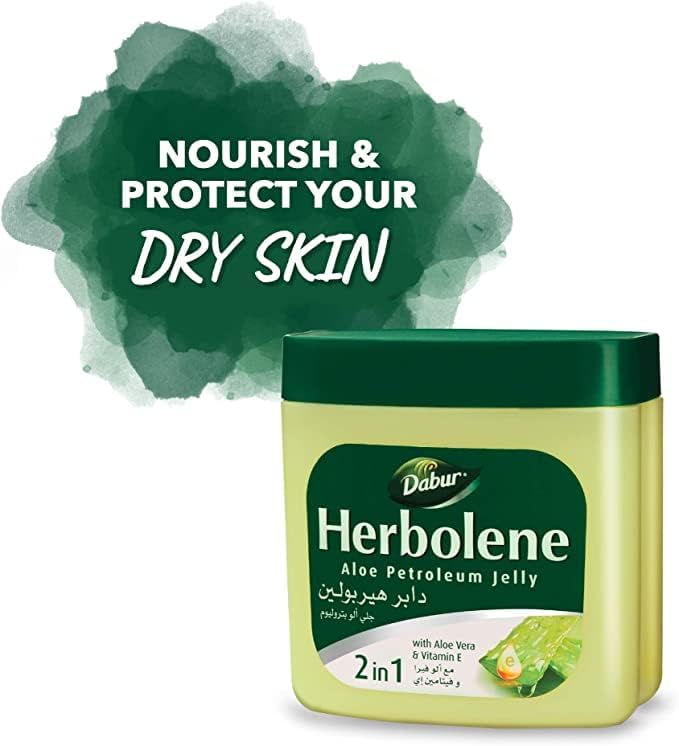 Picture of Dabur Herbolene Aloe Petroleum Jelly | Enriched with Aloe Vera and Vitamin E | For Dry and Rough Skin - 425 ml
