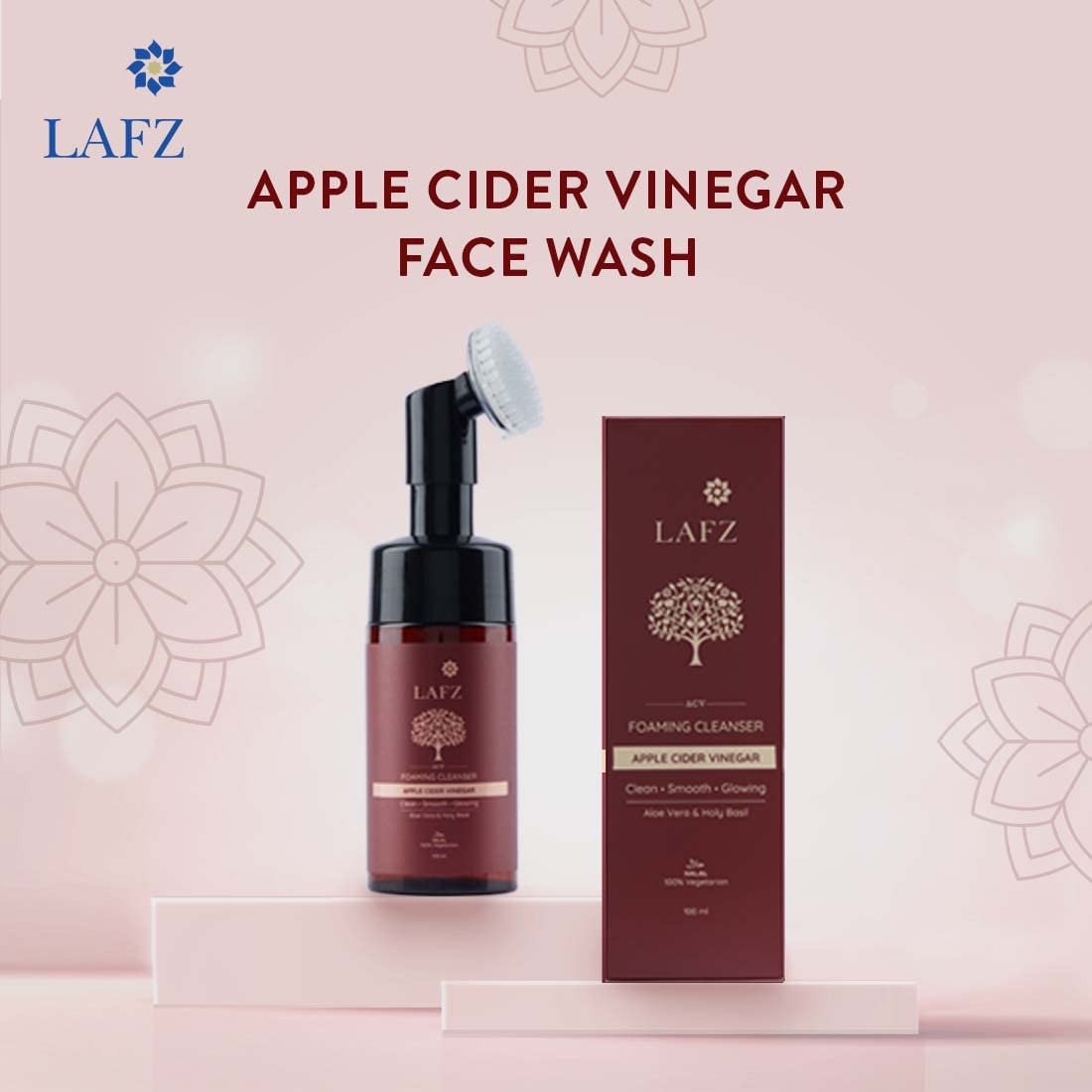 Picture of Lafz Apple Cider Vinegar Foaming Face Wash With Built-In Deep Cleansing Brush For Men & Women, 100 ml