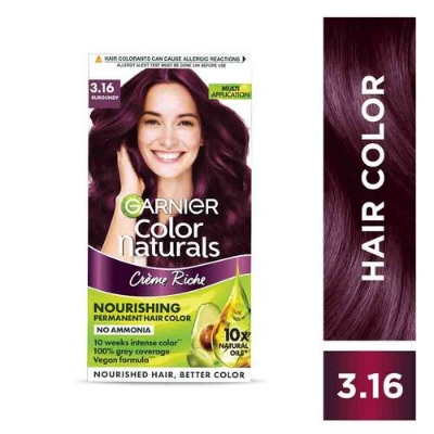 Picture of Indian product Hair styling Garnier Color Natural Burgundy shade no 3.16 used for male/female - 70 ml + 60 gm
