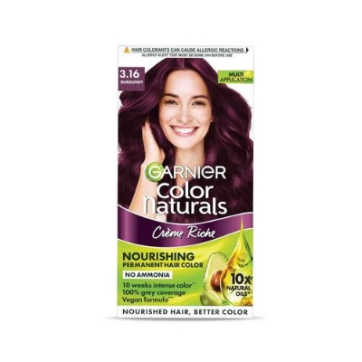 Picture of Indian product Hair styling Garnier Color Natural Burgundy shade no 3.16 used for male/female - 70 ml + 60 gm