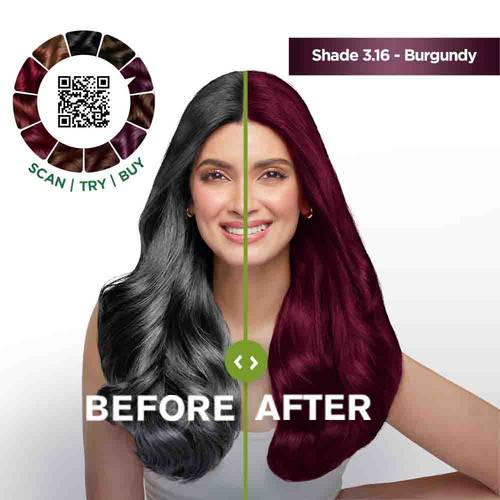 Picture of Indian product Hair styling Garnier Color Natural Burgundy shade no 3.16 used for male/female - 70 ml + 60 gm