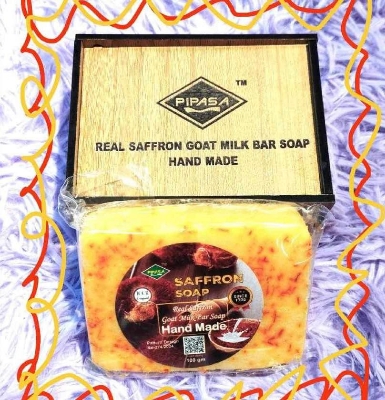 Picture of Real Saffron Goat Milk Premium Soap Bar Wooden Box Original