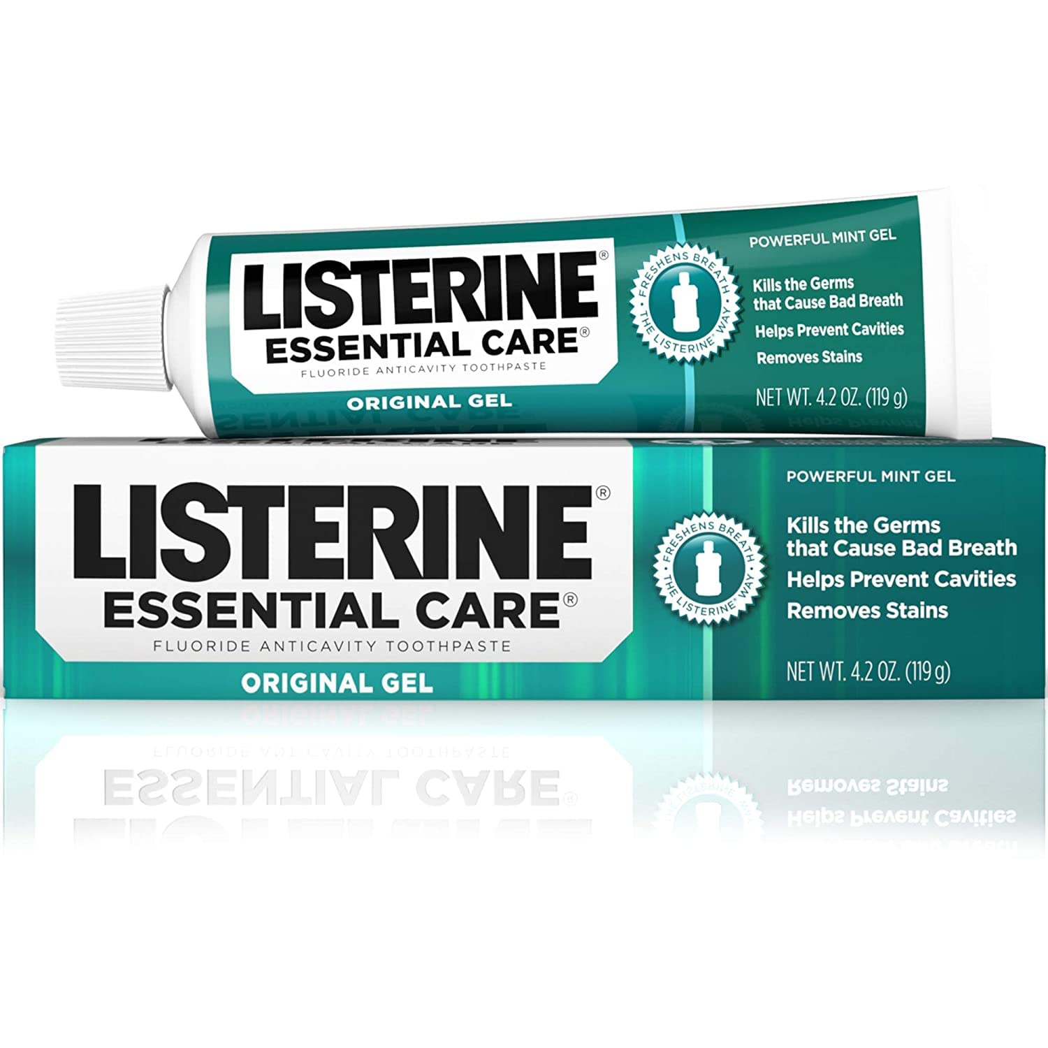 Picture of Listerine Essential Care Fluoride Toothpaste Gel-Mint, 4.2 Ounce 119 g (Pack of 1)