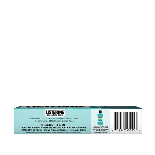 Picture of Listerine Essential Care Fluoride Toothpaste Gel-Mint, 4.2 Ounce 119 g (Pack of 1)