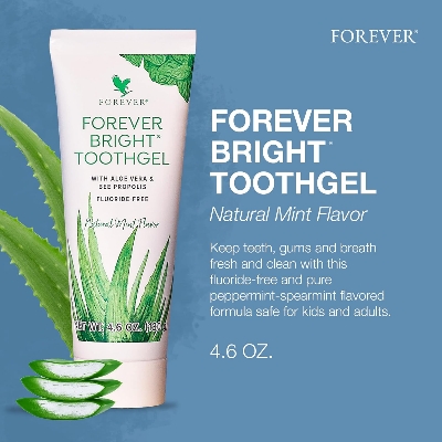 Picture of Forever Living - Forever Bright Toothgel - Fluoride-Free Aloe Vera Gel with Bee Propolis -Peppermint-Spearmint Flavor - Dental Care - 4.6oz (pack  Of 1)130 g