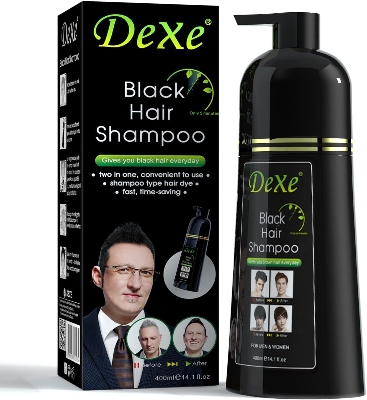 Picture of Dexe Black Hair Shampoo 400 ML Instant Hair Darkening Dye for Men Women Black Color - Easy to Use - Lasts 30 Days - Fast Acting Natural Ingredients