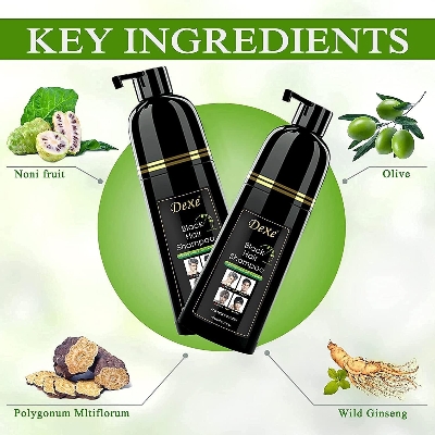 Picture of Dexe Black Hair Shampoo 400 ML Instant Hair Darkening Dye for Men Women Black Color - Easy to Use - Lasts 30 Days - Fast Acting Natural Ingredients