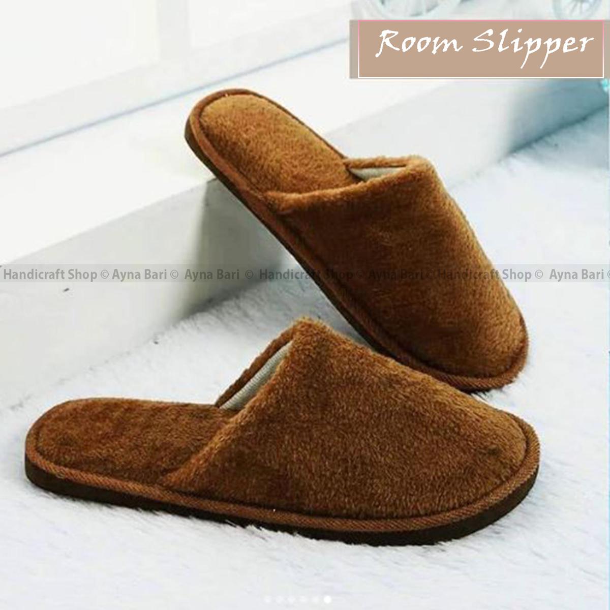 Picture of Wool Room Slipper for men and women botha BROWN Floor slipper House Slipper