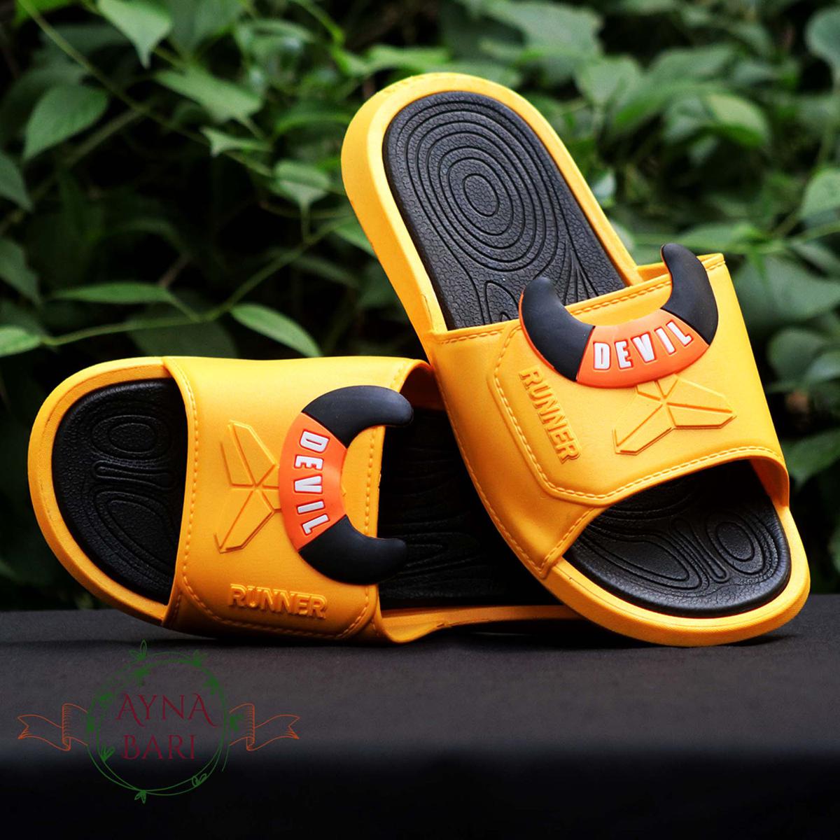 Picture of New Classic Fashionable RUNNER DEVIL Horn Yeezy Slide Slippers for Boys and Girls | Designer Slipper Shoe | Slides for man | Slides for girls | Painted Slides | Yeezy Slide | House Slipper | Room Slipper | Unisex shoe Slides [Handicraft Shop]