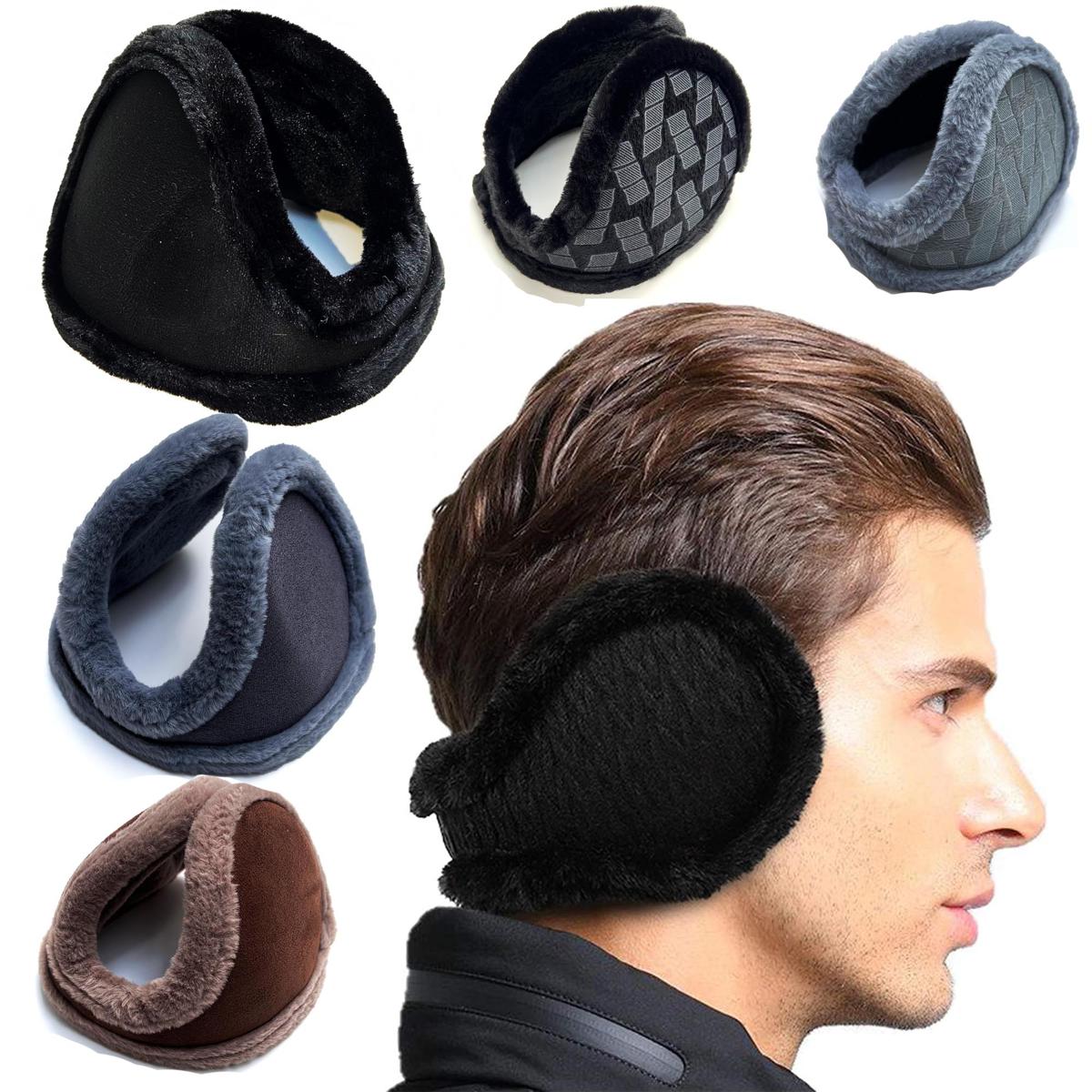 Picture of Winter Ear Muffs for Man and Woman Foldable Earmuffs Ear Warmers Adjustable Knit Furry Fleece Ear Covers