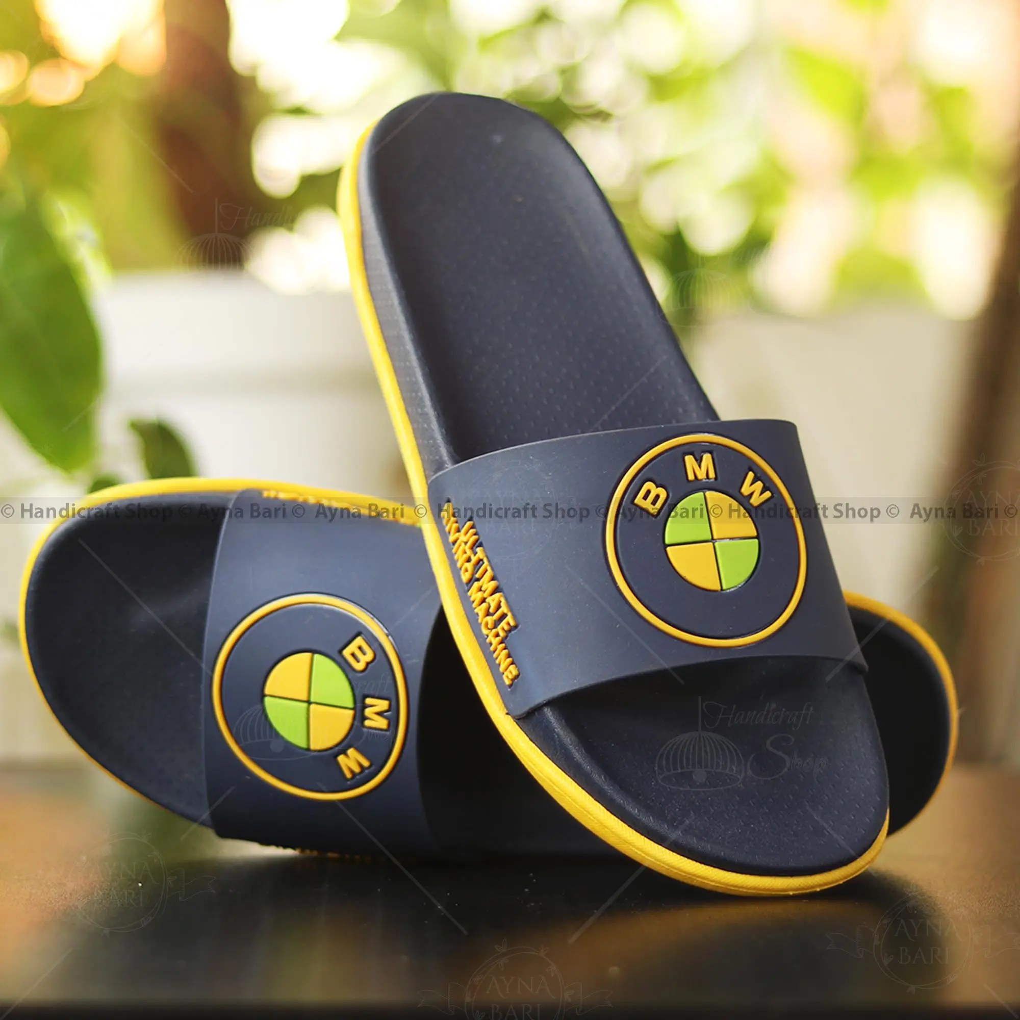 Picture of Slides for Boys | B M W   | Slides for man | Man Shoes slipper Sandal | Handicraft Shop