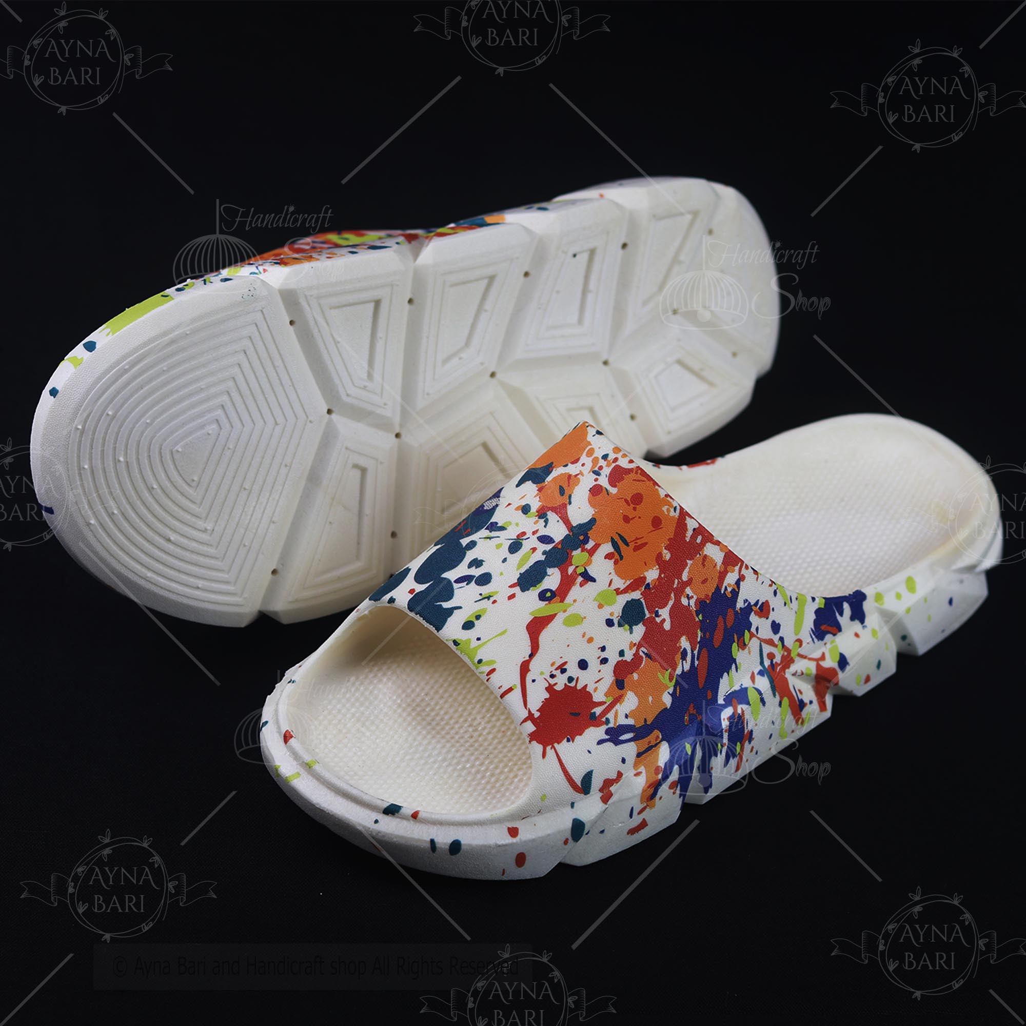 Picture of New Classic Fashionable VOYAGE | Color Punch | Summer Time  Slide Slippers for Boys and Girls | Designer Slipper Shoe | Slides for man | Slides for girls | Painted Slides | Yeezy Slide | House Slipper | Room Slipper | Unisex shoe Slides | Handicraft Shop