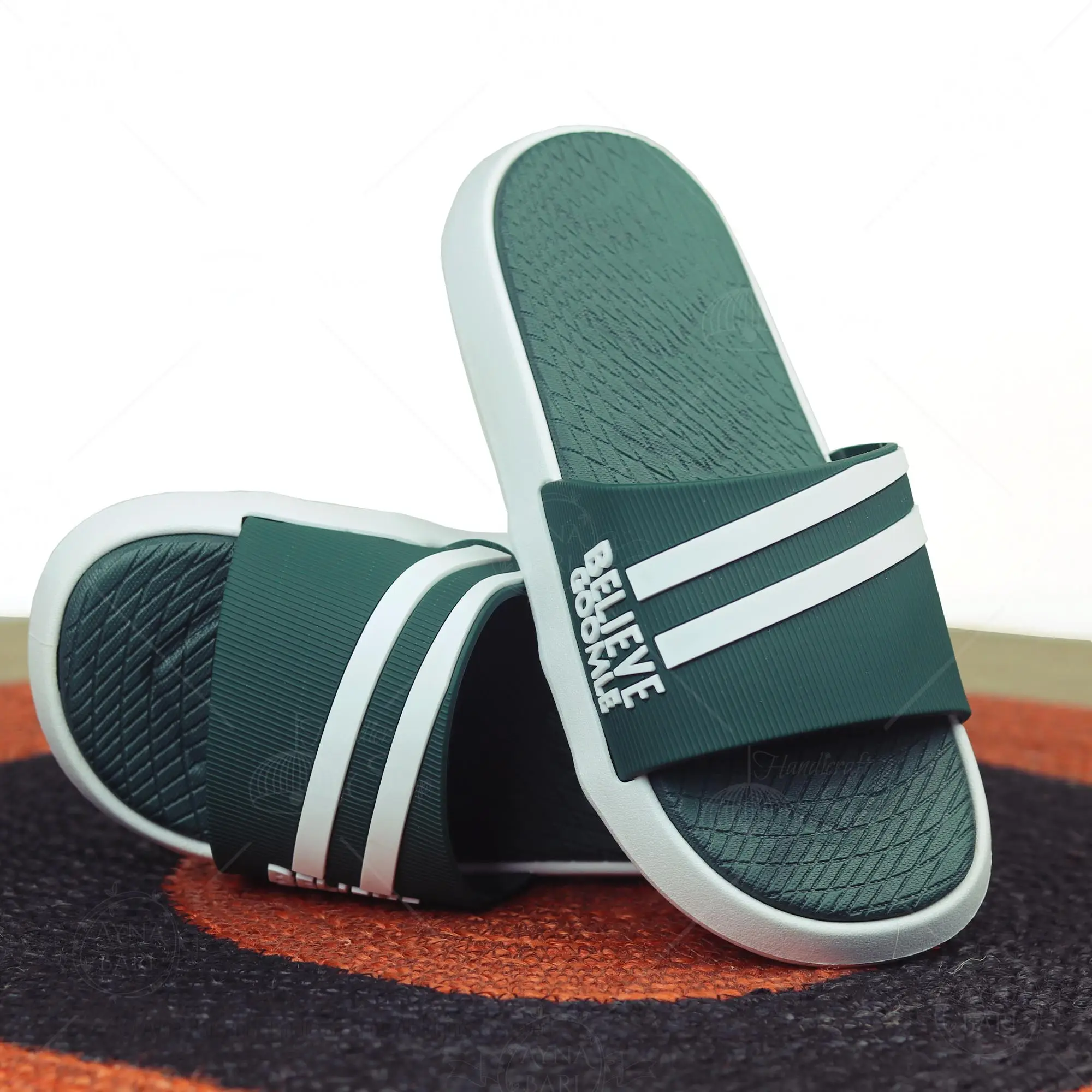 Picture of Slides for Boys and Girls BELIEVE GooMiE slides Light weight slides screen print Made In Chain Shoe for man Shoe for woman |