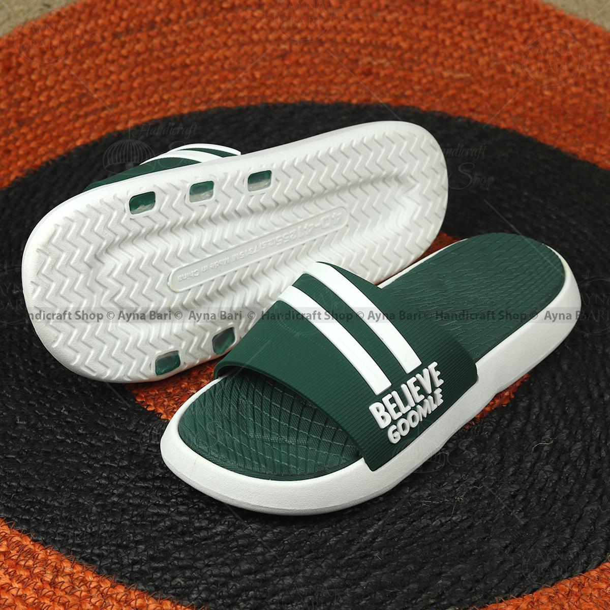 Picture of Slides for Boys and Girls BELIEVE GooMiE slides Light weight slides screen print Made In Chain Shoe for man Shoe for woman |