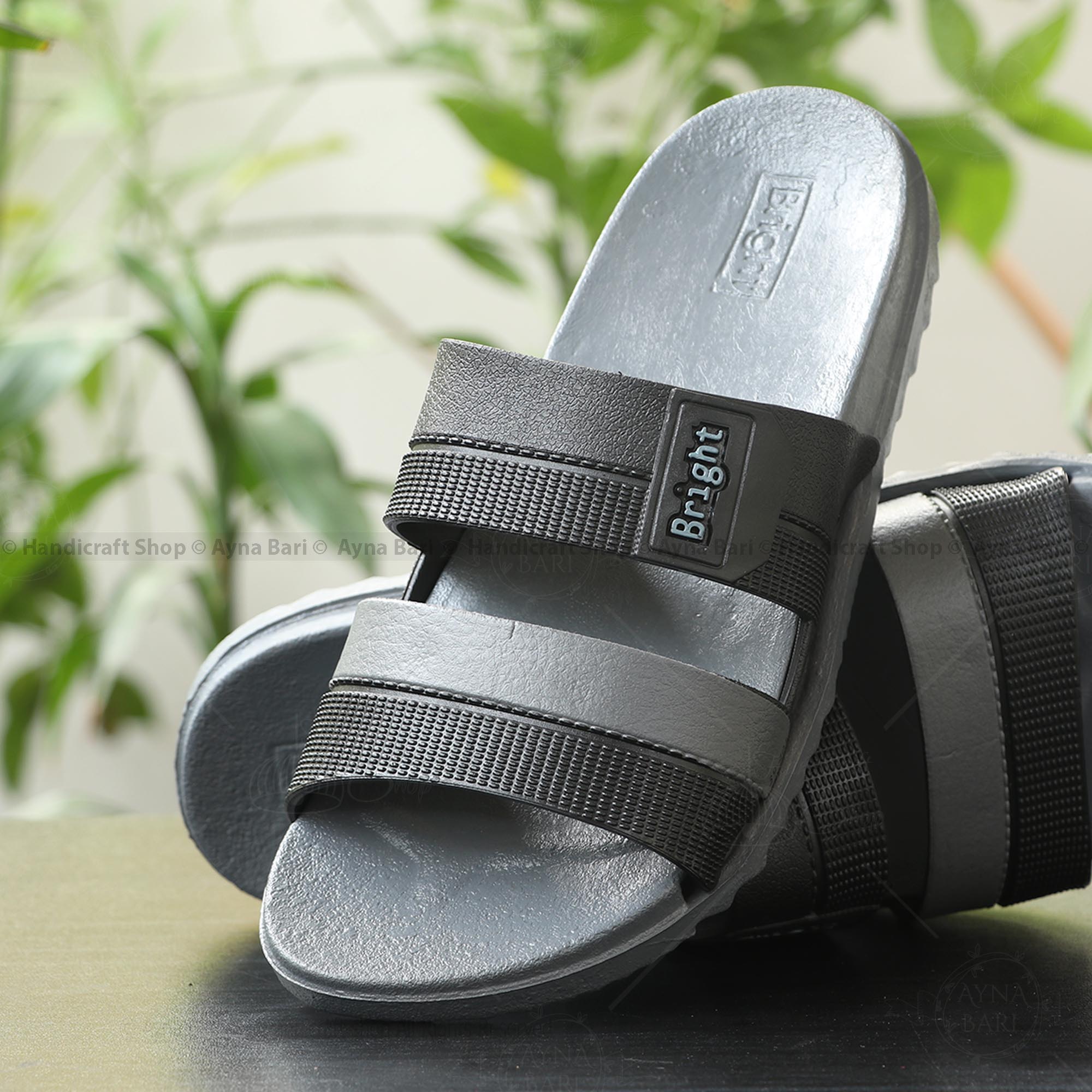 Picture of Sandal for Man | Bright R-876 | 2 belt slipper slides for Man Crepe soal