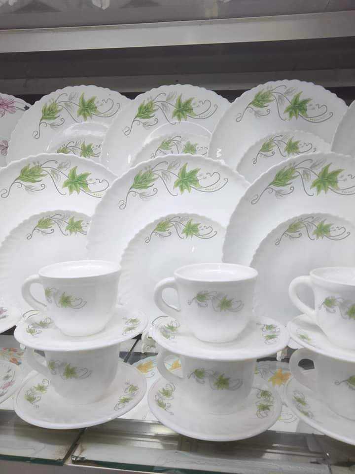 Picture of 24 Pcs Pyrex Opal Glassware White Oven Save Dinner Set - Dinner Set