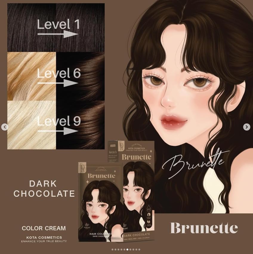 Picture of Kota Color Cream Hait Color Organic (Brunette (Dark Chocolate)), 6.76 Ounce (Pack of 1)