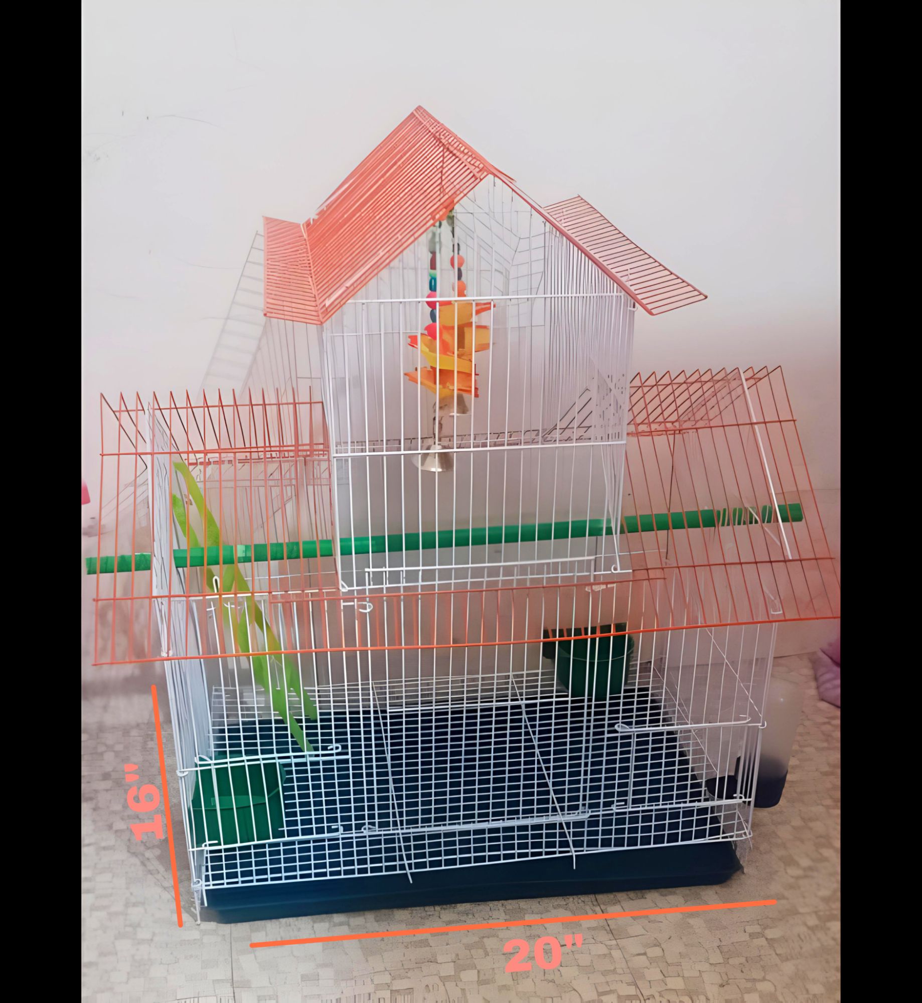 Picture of Home Shape Big Size China Premium Metal Bird Cage (2025) With All Accessories Cash On Delivery Available