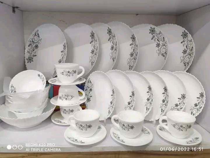 Picture of 24 Pcs Pyrex Opal Glassware White Oven Save Dinner Set - Dinner Set