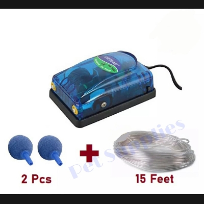 Picture of Aquarium Air Pump SOBO 348A 5W Double With 2 Pcs Air Stone And 15 feet Silicon Pipe Pipe